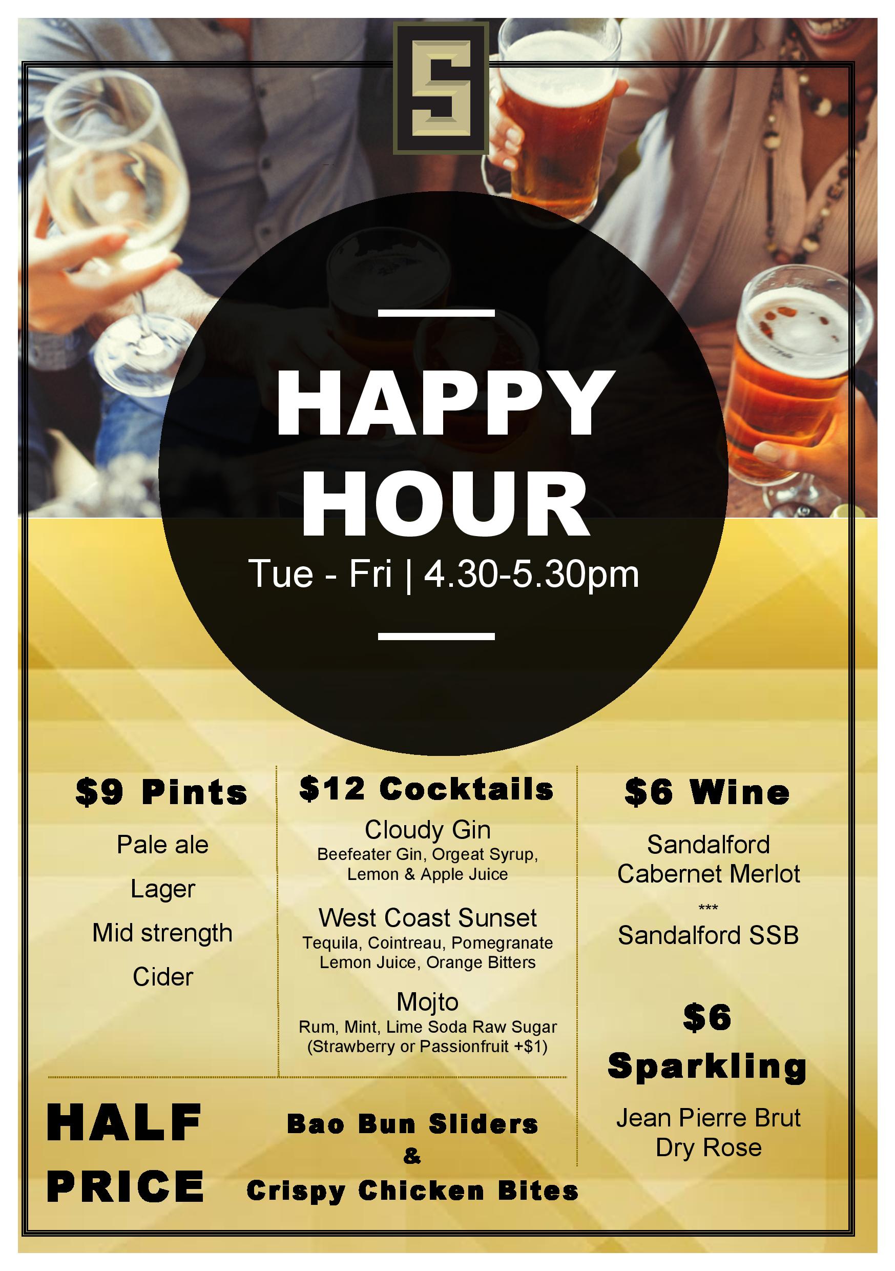 Happy hour poster page 001 Sentinel Bar and Grill